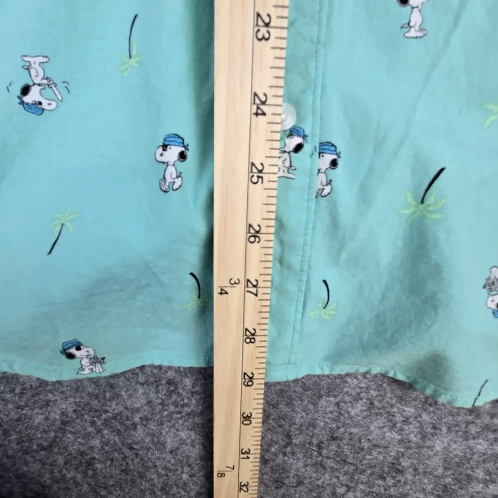 PEANUTS Snoopy Shirt Mens Medium Green‎ Pirate Palm Tree Casual Button-up - Picture 6 of 8